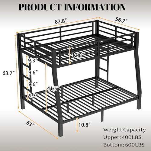 Bellemave-Full Over Queen Bunk Bed-Heavy Duty Metal