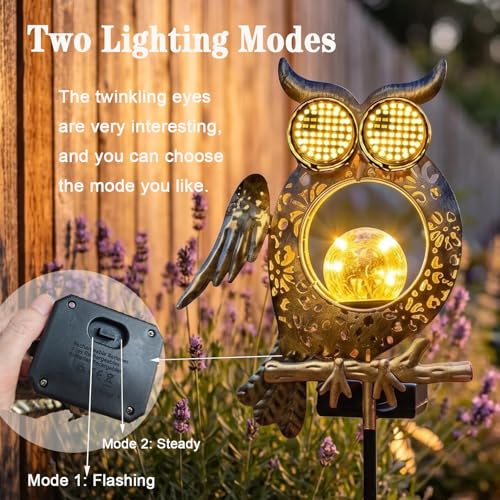 Yckeogln Solar Owl Light-Outdoor Waterproof Owl Solar Light with Flickering and Steady Dual Modes,LED Dynamic Eyes Solar Garden Light,Suitable for Yard,Lawn,and Pathway Landscaping,Gift for Owl Lovers by Yckeogln - Used condition - Image 5