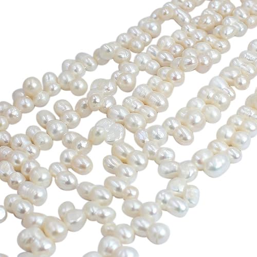 Miniatura 3 de Joyería de 0.236 x 0.472 pulgadas con forma de cacahuete perforada lateral blanca perlas de agua dulce para collar, pulsera, aretes, hebra de 15