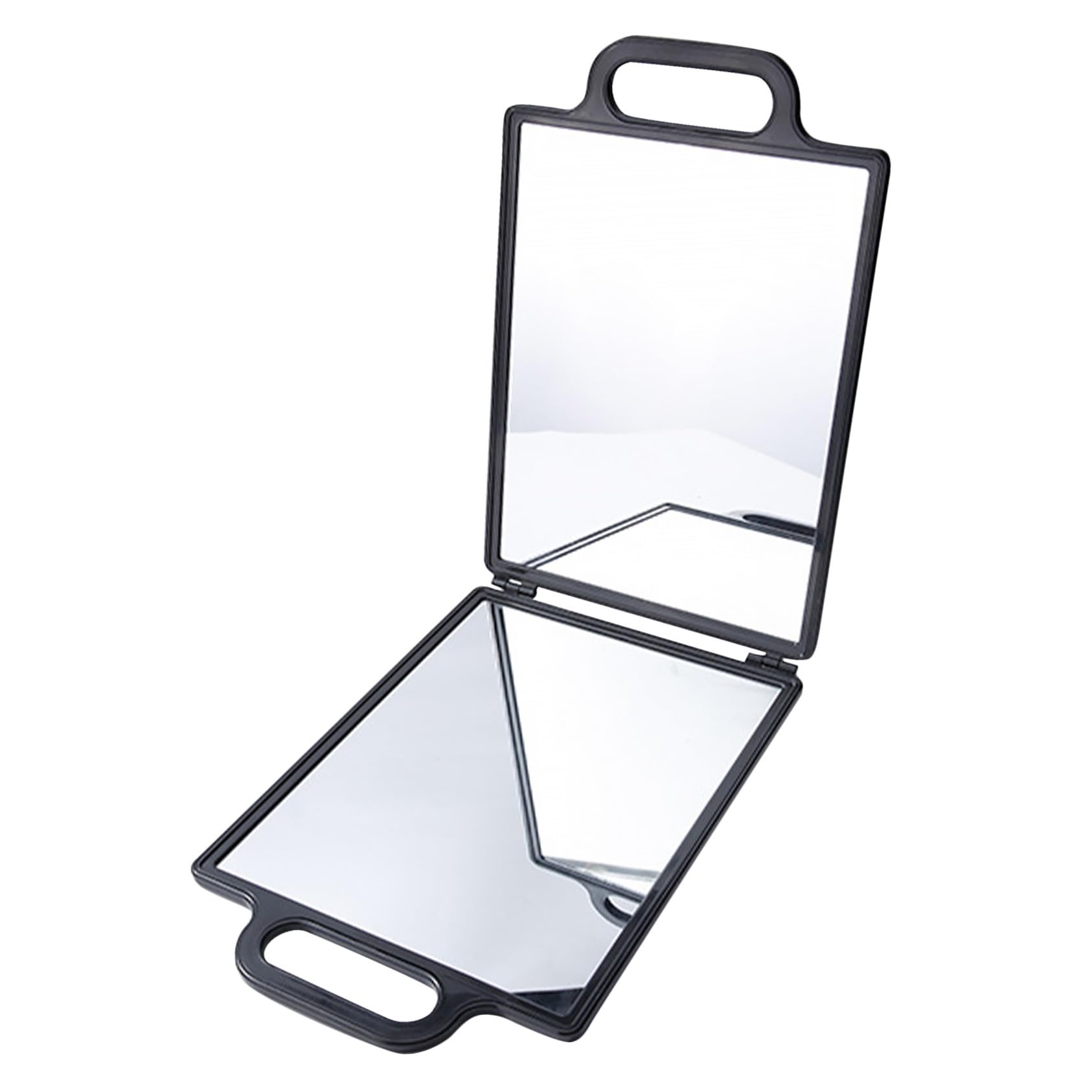VALICLUD Specchio per Parrucchiere Nero Pieghevole a Doppia Faccia Vassoio per Accessori in Vetro e Plastica per Taglio Chioma in Salone Parrucchiere Stili multipli