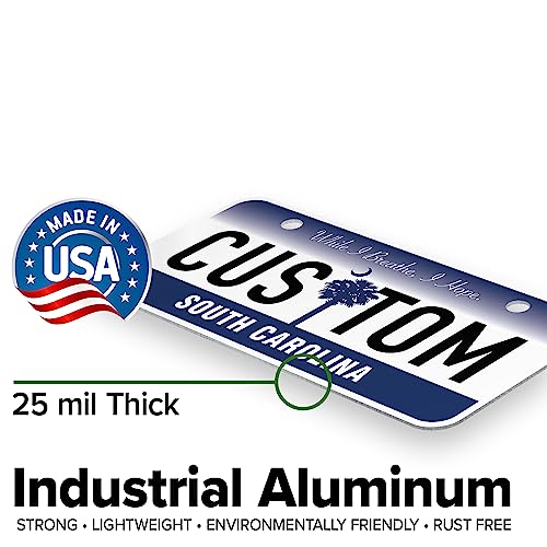 Mini License Plates, Personalized License Plates, Custom for Car, Bikes, ATV, Kids Car, Golf Cart, Jeep, 2x4 Inch, Rust-Free Fade Resistant Aluminum, USA Made by My Sign Center (South Carolina)