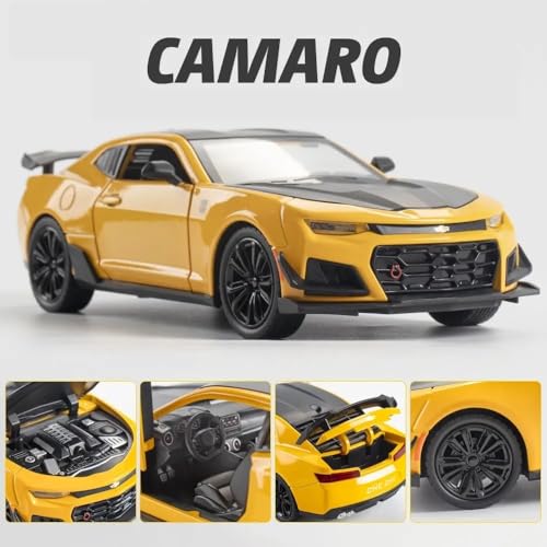 Image of MANAKI ENTERPRISE 1:24 Bumblebee Chevrolet Diecast Metal Pull Back Car with 6 Openable Doors with Sound and Light Toy Decoration car Best Gift Toys for Kids 【Colors as Per Stock】