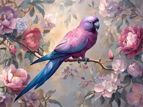 Kit de pintura de diamantes de resina, mosaico de pájaro y flores para decoración de pared