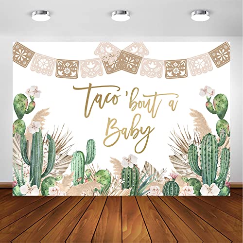 Avezano Taco 'Bout A Baby Fiesta Party Decoration Photography Background Cactus Taco Pampas Grass Gender Neutral Baby Shower Backdrops Photoshoot (7x5ft)