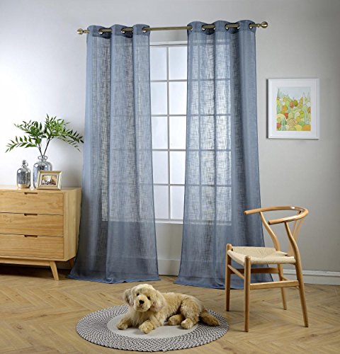 Miuco - Visillos de polilino con ojales para sala de estar, 2 cortinas (2 x 94 cm de ancho)