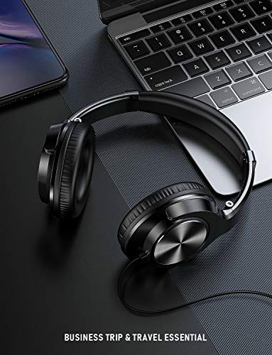 Vogek Over Ear Wired Headphones with Microphone and Noise Isolating, Folding Lightweight Headsets with Deep Bass and Tangle-Free Cord for Cellphones Smartphones Laptop Computer Chromebook, Black - Thumbnail 5