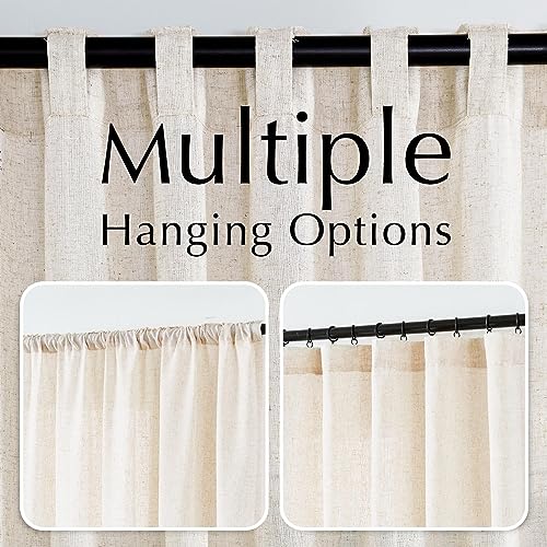 Jinchan Linen Beige Curtains 108 Inches Extra Long For Living Room Farmhouse Rod Pocket Back Tab Light Filtering Window Drapes 2 Panels For Bedroom Patio Door Curtains Crude 2 Panels #TOP5