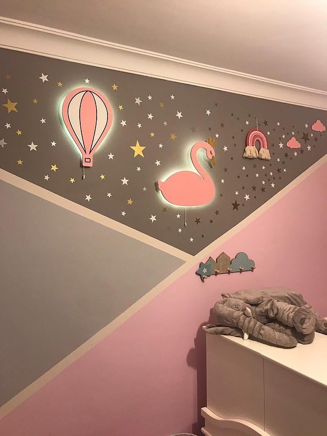 Personalised Swan Shaped Wooden Night Light for Nursery, Create a Wonderful Nursery with BugyBagy Wall Lights