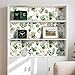 Livelynine Sage Green and Gold Botanical Wallpaper Peel and Stick Elegant Muted Green Eucalyptus Leaf Wallpaper Prepasted Removable White Gold Boho Contact Paper for Cabinets Classroom Wall 17.5x78.8