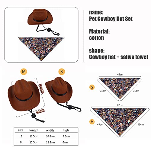 Treonca Pet Dog Cat Cowboy Hat Clothing Puppy Adjustable Suitable For Small Dogs And Cats Birthday Party Decoration Photo Shoots Daily Wearing 2 Piece Set, With Hair Removal Brush (Small), Blue #TOP1