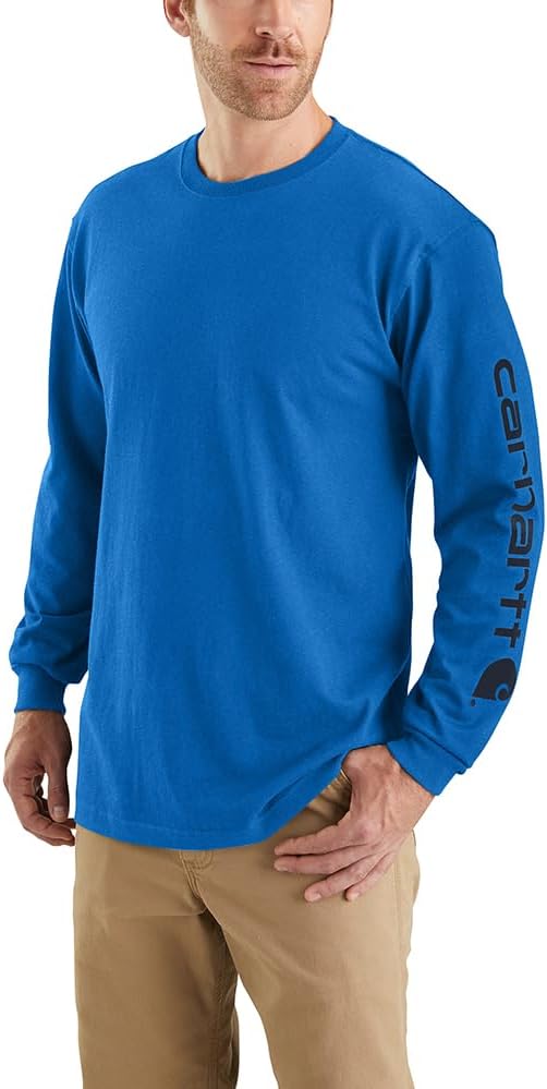 Carhartt Mens Loose Fit Heavyweight Long-Sleeve Logo Sleeve Graphic T-Shirt