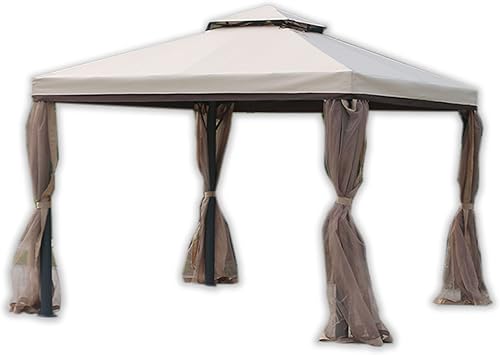 Sunshine Outdoor Mosquitera de repuesto para cenador, 4 paneles con cremallera para jardín, patio, patio trasero (12 x 12 pies, caqui) (solo red)