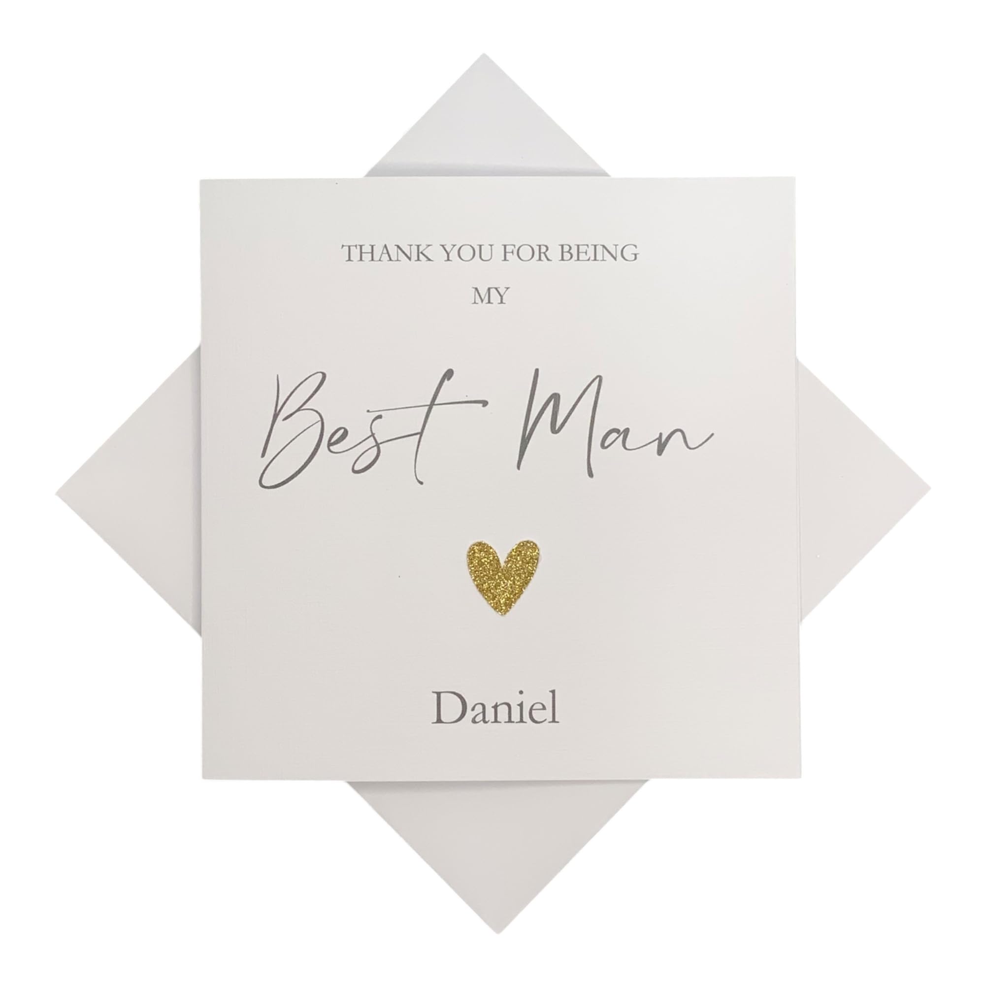 Personalised Thank You For Being My Bridesmaid Best Man Maid Matron Of Honour Usher Flower Girl Bridesman Witness - Various Roles - Greeting Card - Heart Colour Choice - Thank You (Best Man)
