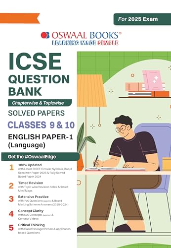 Image of Oswaal ICSE Question Bank Chapterwise & Topicwise Solved Papers Class 10 English Paper-I For Exam 2025