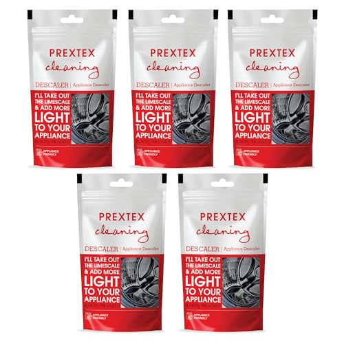 Image of Prextex Descale Compatible For All Washing Machine Front Load and Top Load, Cleaning Powder, Descaling Powder, Remove Odours and Buildup, Drum Cleaner 100 gram(100 g (Pack of 5))