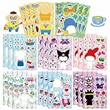 WYKDAG 24pcs 9”x6 Make-a-face Sticker for kids, Make Your Own Sticker Sheets with Safaris, Sea and Fantasy Characters Stickers for Party Decoration,Birthday Gifts