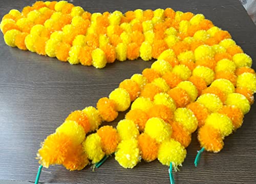 Image of Sphinx Artificial Marigold Flowers (Yellow and Light Orange, 5 Pieces), 49mm