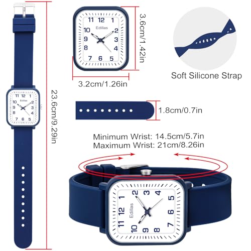 Image of Edillas Kids Teens Watch Analog Girls Boys, Waterproof Stylish Watch for Children,Students with Soft Silicone Strap for Kids Teens 4-16 Years Old