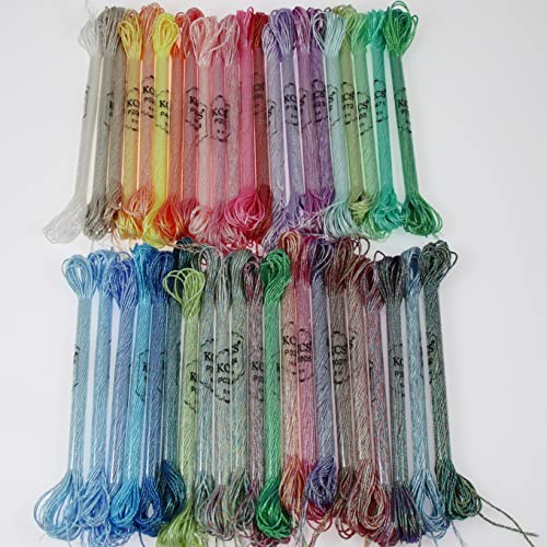 Image of KCS 6-Strand Cross Stitch Metallic Variegated Pearl Shiny Embroidery Floss (42 skeins)