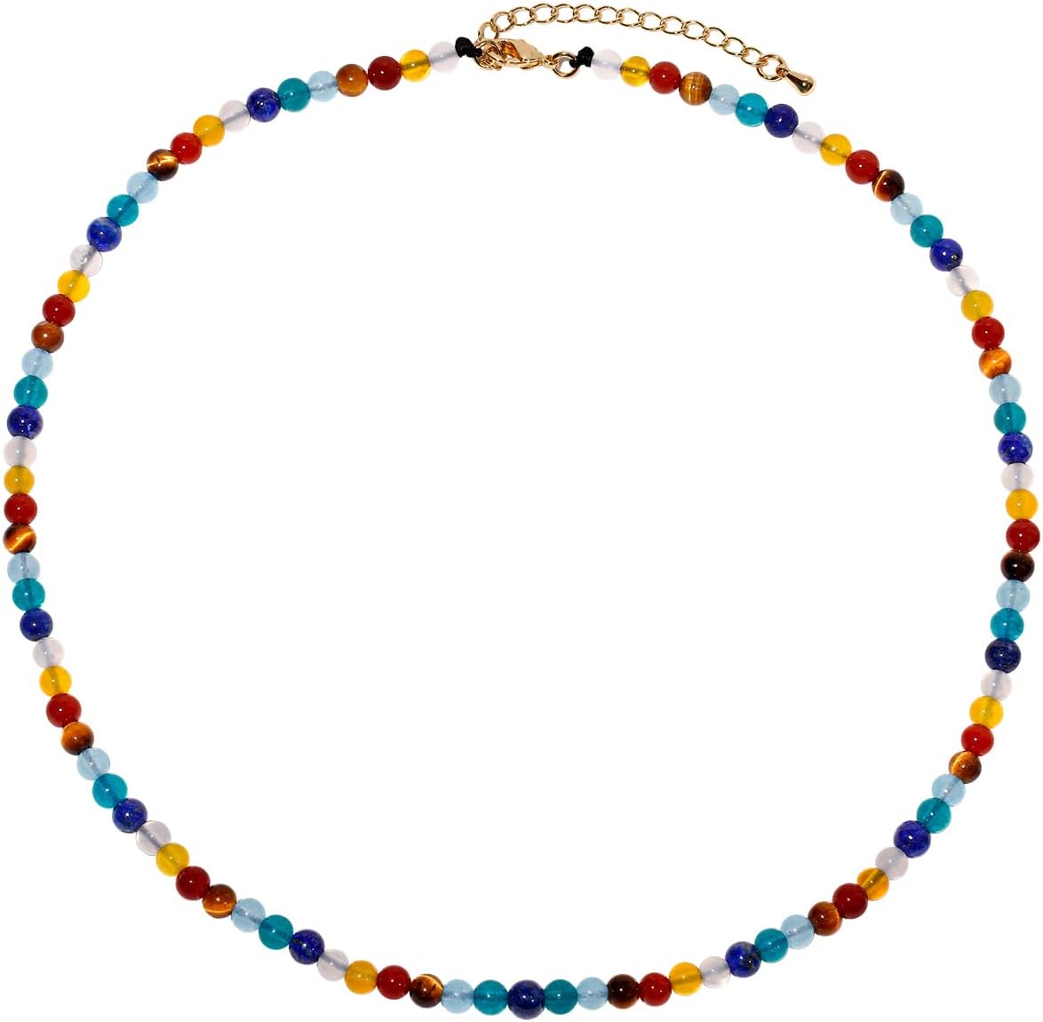 Jewever 7 Chakra Gemstone Beaded Necklaces for Women Healing Crystal Anxiety Relief Items Meditation Balance Strand Jewelry for Women
