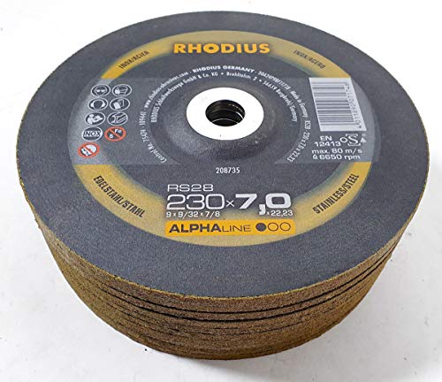 Rhodius RS28 Lot de 10 disques à ébarber 230 x 7,0 mm pour acier inoxydable/acier