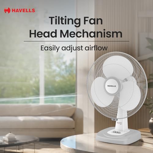 Image of Havells 400 mm SWING NEO Table Fan (WHITE GREY)