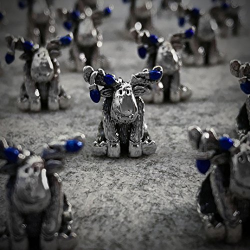 Authentic Bella Fascini Christmas Moose Tangled In Lights Charm Bead - 925 Silver - Fits Bracelets - Blue #TOP4