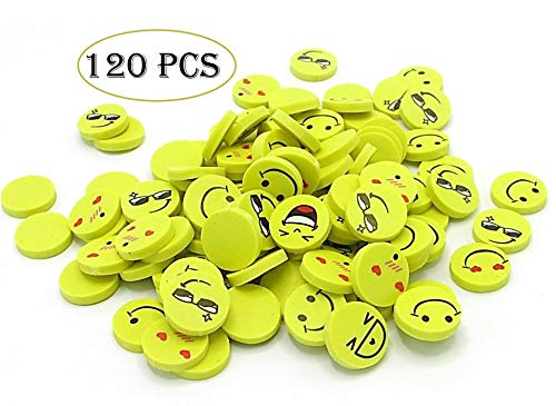Mega Stationers Emoji Erasers - Pack Of 120 Pencil Erasers Emoticon Mini Novelty Party Favor School Prize Reward - Cute Face Expressions For Kids