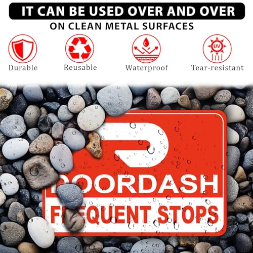 Image of Delivery Driver Magnets for Car - Frequent Stops Removable Magnet Set - Reflective Delivery Magnetic Car Door and Bumper Sign - Weather-Resistant 11.8 x 8 inch (Red-White 1 pack)