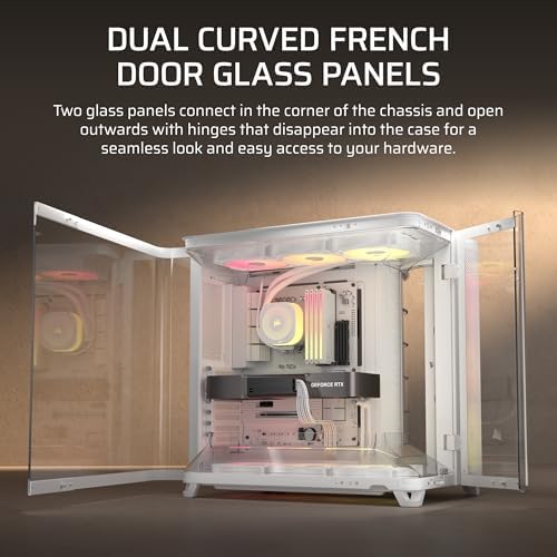 CORSAIR AIR 5400 RS-R ARGB Üçlü Bölmeli Orta Boy Tower Bilgisayar Kasası – 3X Önceden Monte Edilmiş Ters Rotor RS120-R ARGB Fan, Güçlü Soğutma için Hava Kanalları, Ters Anakart Desteği, Beyaz - Görsel 7