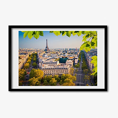 Tableau moderne Paris 60x40 cadre photo bois MDF affiche Tulup