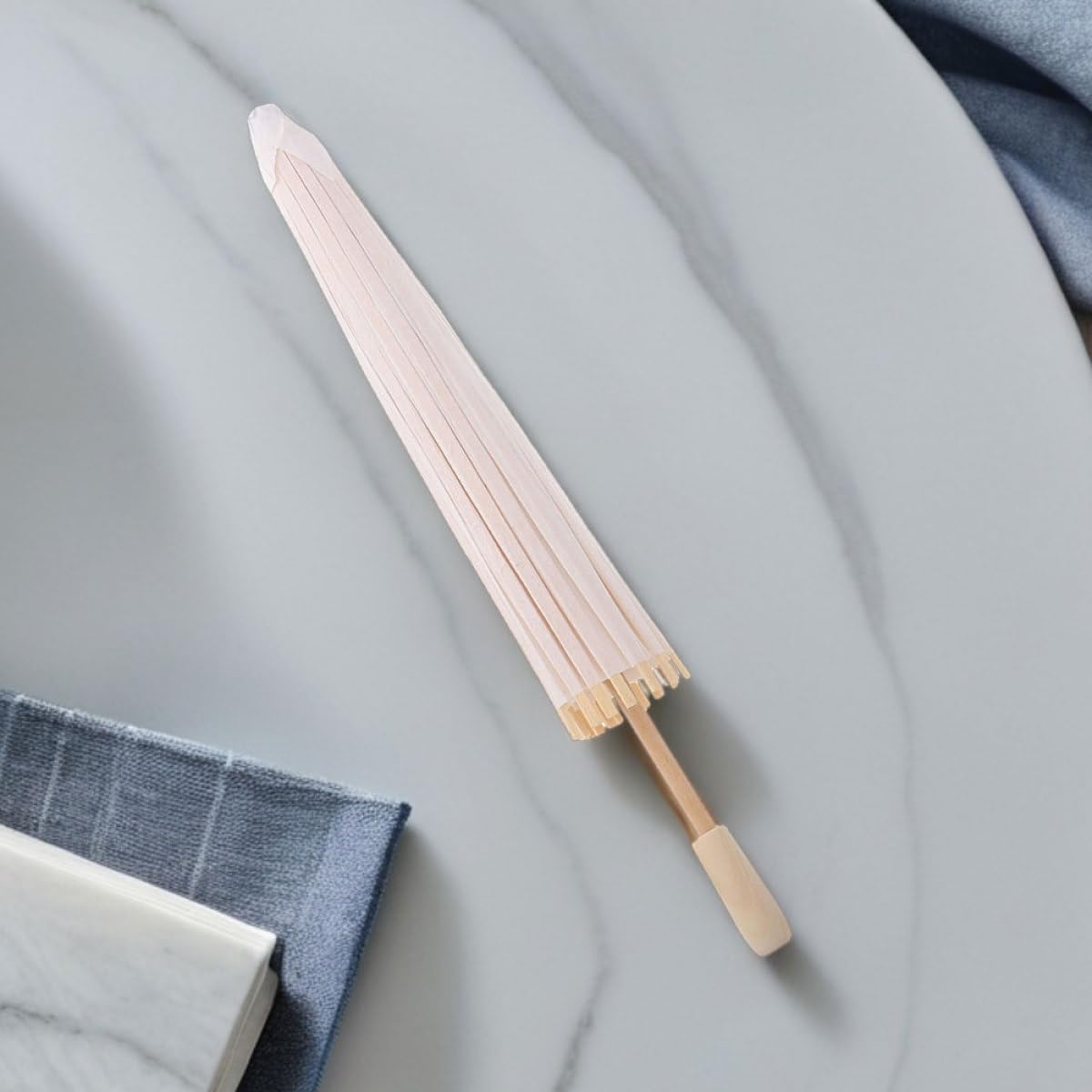 DIY Oiled Paper Parasol Umbrella Blank 40cm Diameter Chinese Japanese Stick Umbrella for Painting Cosplay Wedding Party Decoration