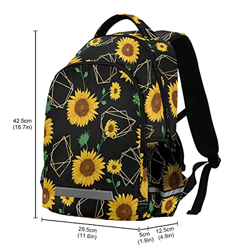 MNSRUU School Backpack with Chest Strap, Flower Sunflowers Laptop Backpack, Travel Hiking Backpack for Boys Girls, Rucksack, Knapsack3