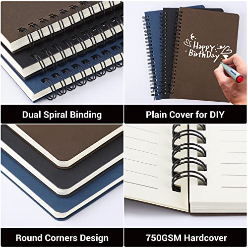 Eusoar Spiral Lined Notebook, A5 6 Packs 5.5"X8.3" 120 Pages Lined Travel Writing Notebooks Journal, Memo Notepad Sketchbook, Students College Office Business Subject Diary Ruled Book-3 Colors #TOP3