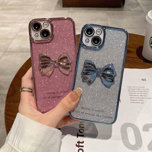 Coque pour iPhone 11 mignonne transparente avec nœud papillon argenté - 2