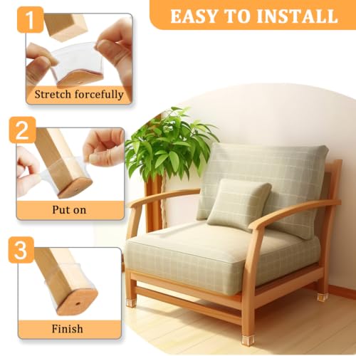 Image of Chair Leg Floor Protectors Square for Hardwood Floors 20 Pcs X-Large | Furniture Leg Felt Pads Caps Covers, Protect Wooden Floors from Scratching, Glide Easily (Fit:1-5 /8 inch to 2 inch)