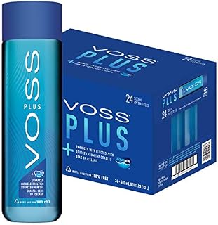 Voss Water, VOSS UK Plus, Artesian Still Water with Aquamin, Minerals and Electrolytes, Bulk pack of 24 x 500 ml