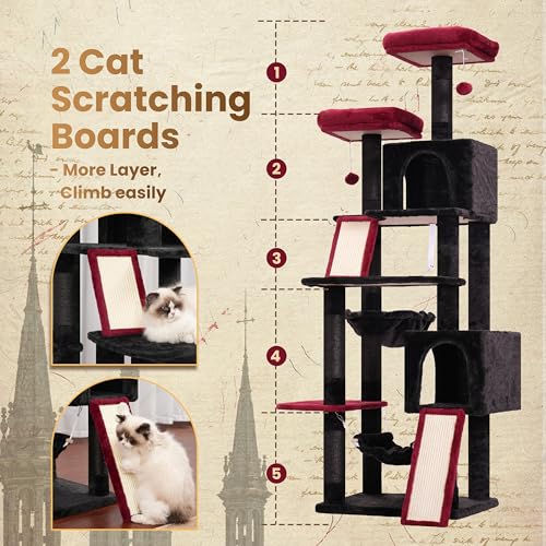 Image of Gitelsnour Cat Tree, 71'' Tower for Large Cat with Scratching Post, GCT032BR