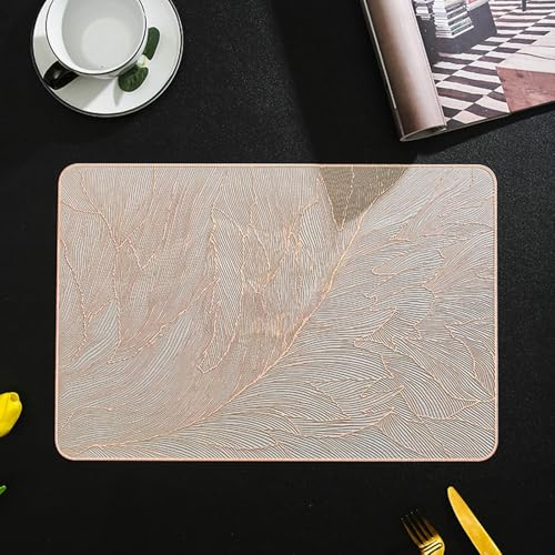 Set de Table Lot de 8 PVC Lavable Chaleur Résiste Or Rose 45x30CM Rectangulaire - 2