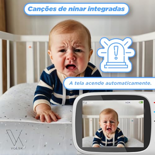 Babá Eletrônica, Câmera para Bebês, Baby Monitor com Tela LCD Colorida de 3.2, Visão Noturna Infrave