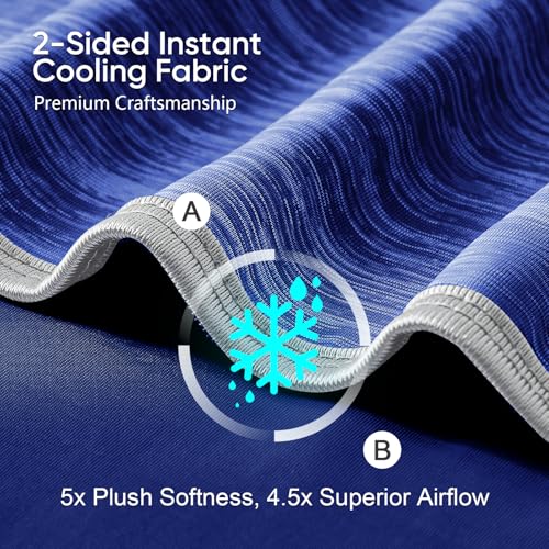 Image of KMUSET Cooling Blanket Throw (50 inchx60 inch), Double Sided Summer Cooling Blankets for Hot Sleepers & Night Sweats, Cool Soft Lightweight Blanket for Beach, Sofa Bed Couch, Gifts for Women Men Navy Blue