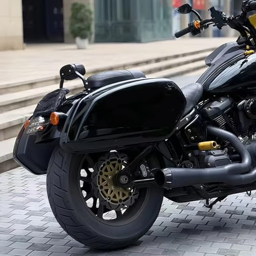 Alforjas duras negras para motocicleta compatibles con Harley Softail Low Rider 2018-2024, con kit de acoplamiento miniatura 2