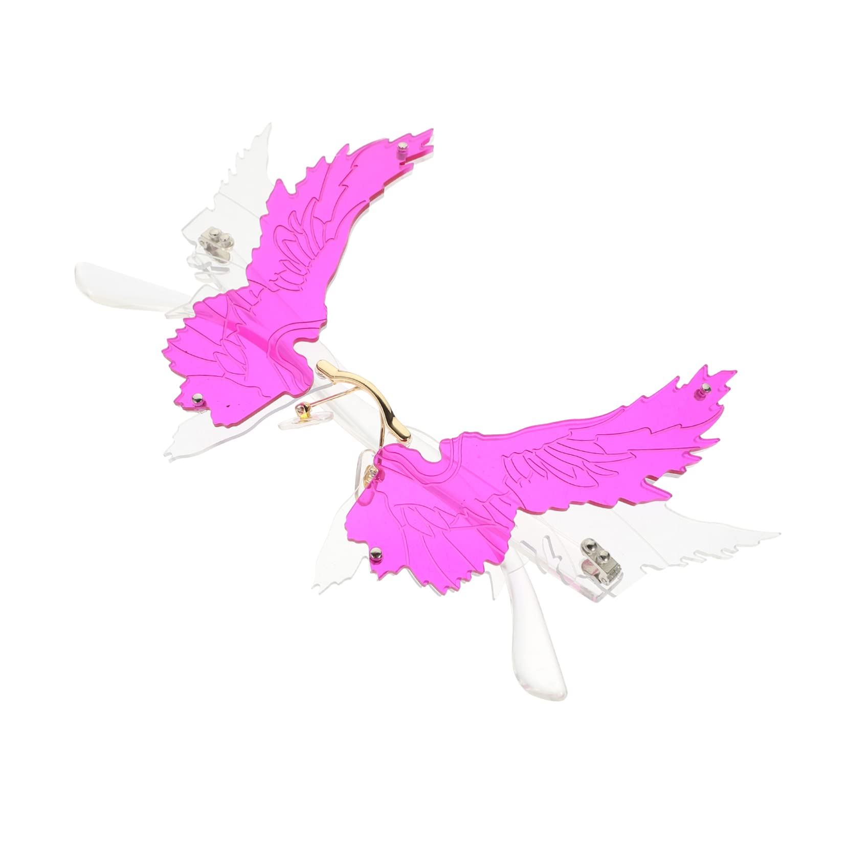 PRETYZOOM Funny Wing Glasses Large Rimless Sunglasses for Women Men Decorative Party Eyewear Sunglasses Lightweight Durable