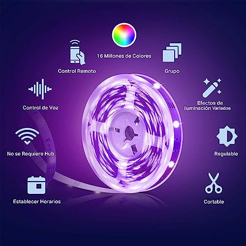 Image of Tapo TP-Link RGBWIC Smart LED Light Strip 16.4Ft, 1000 Lumens, 16M Dimmable Colors,50 Color Zones,Works w /Apple HomeKit /Alexa /Google Home,Sync-to-Sound,IP44 PU Coating, Trimmable L930-5 (Pack of 10)