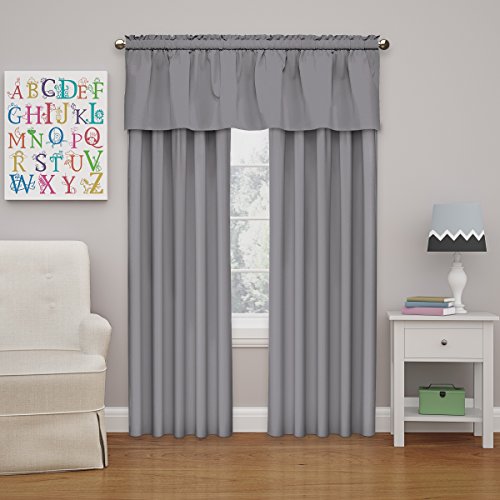Eclipse Microfiber Valance Curtain For Windows, Solid, Rod Pocket For Kitchen, Living Room, Bedroom, And Bathroom, Single Panel, 42 X 18 In, Gray #TOP2
