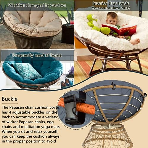 Toruta 3015-M Papasan Cushion Cover 55 Inch D - Grey 600D Waterproof Heavy Duty Oxford Cloth Outdoor Patio Zippered Papasan Cushion Cover thumb #3