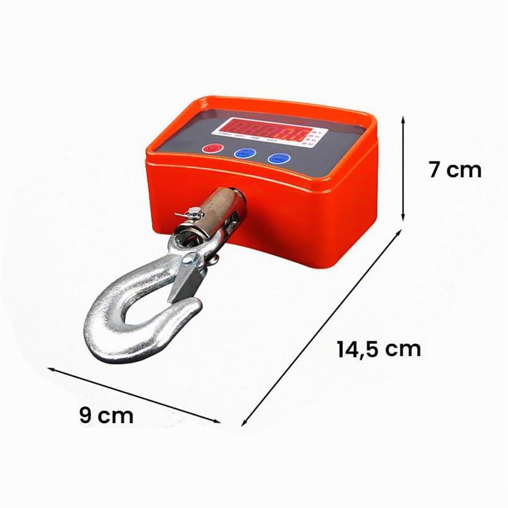 Digitale Kranwaage 1000 kg | Professionelles Dynamometer mit hoher Präzision mit Haken aus Edelstahl