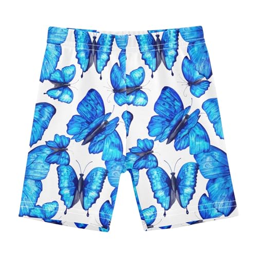 Blue Butterfly White Girls' Biker Shorts Toddler 4t Shorts Under Dress Cartoon Cotton Kids Clothes