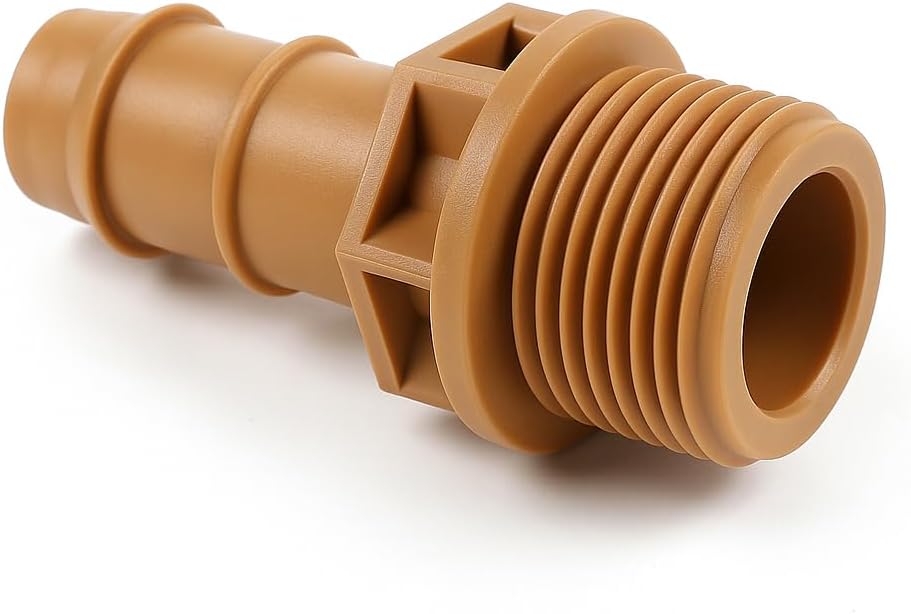 1 Pack 1/2" PVC to 1/2" Drip Irrigation Adapter Fittings, MPT x Barbed Coupling Connectors, 1/2 Inch Male Thread to Drip Line Tubing, Poly Tubing Adapter for Garden & Landscaping