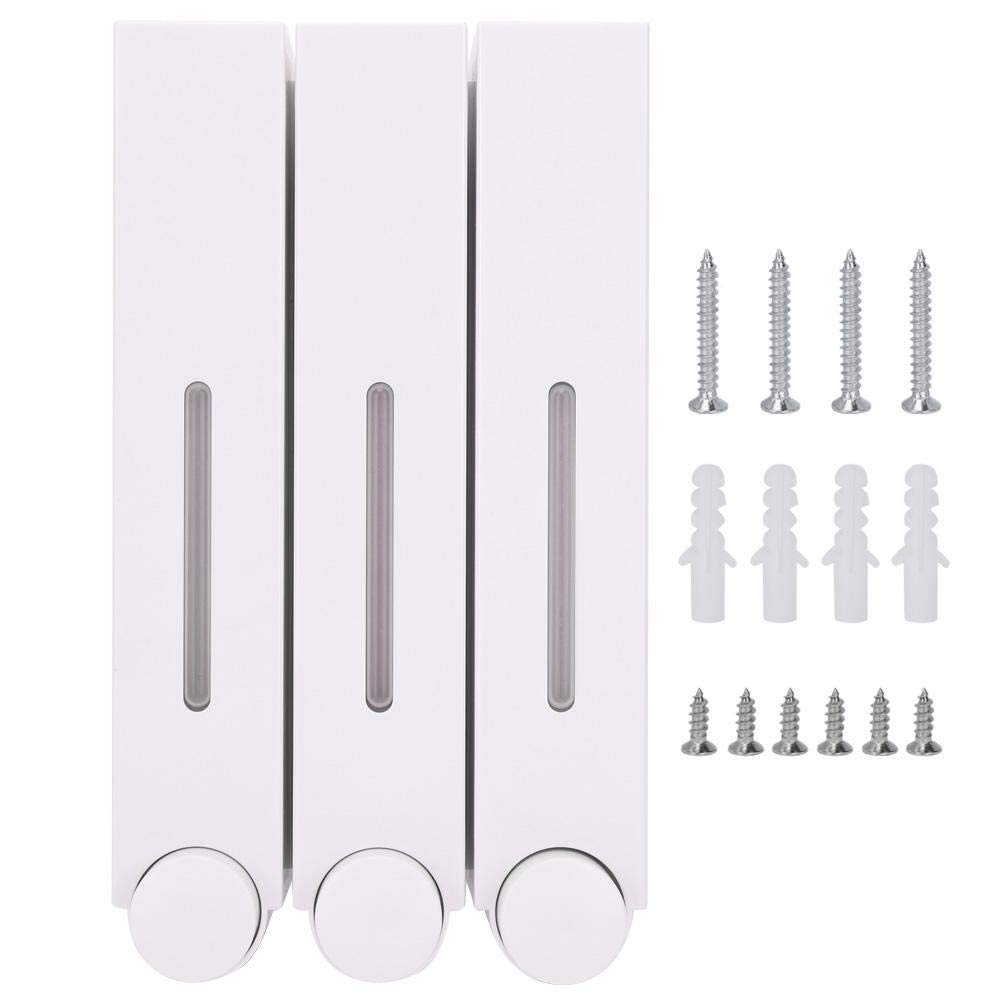 Longzhuo Dispenser di disinfettante, erogatore di Sapone Liquido per Doccia a Parete Dispenser di Shampoo a Tre Teste per Bagno dell'hotel(Bianca)